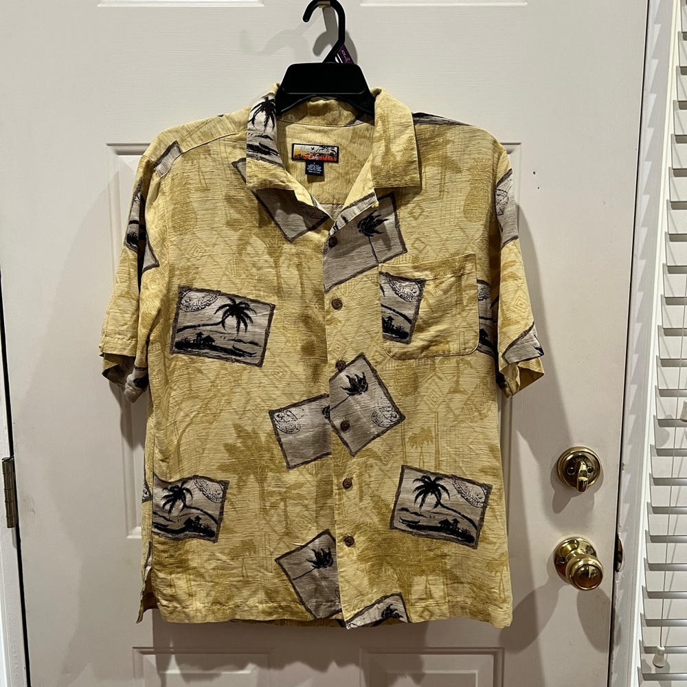 Vintage Hawaiian Print Casual Button Down Shirt